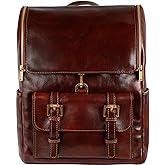 Time Resistance Leather Backpack - Laptop Travel Bag Rucksack up to 15” - Bag for Men and Women (Brown)