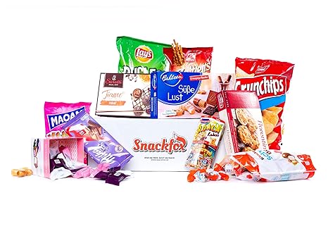 Snackfox Box 2kg / 14 - 18 Snacks / bis 50% Ersparnis - eine Naschbox als Geschenk oder als deine Snackbox mit vielen süßen Ü