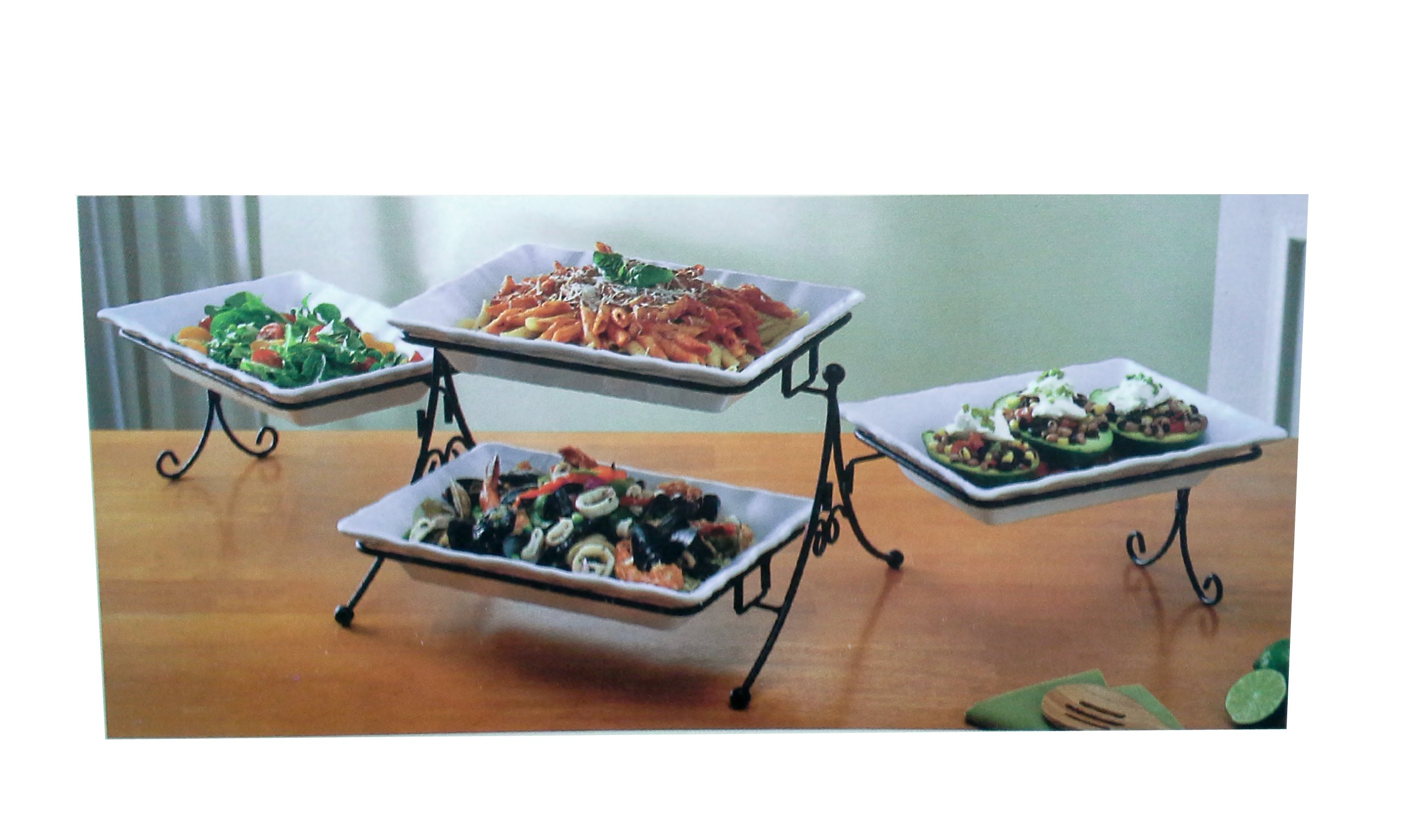 5 Tier Buffet Server (1 Serving Rack & 5 Ceramic Platters) Buy Online