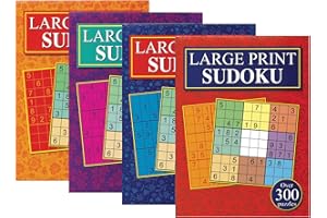 WF Graham Large Print Sudoku Puzzle Books for Adults and Teens - Pack of 4 Sudoku Activity Book Set with over 300 Puzzles Eac