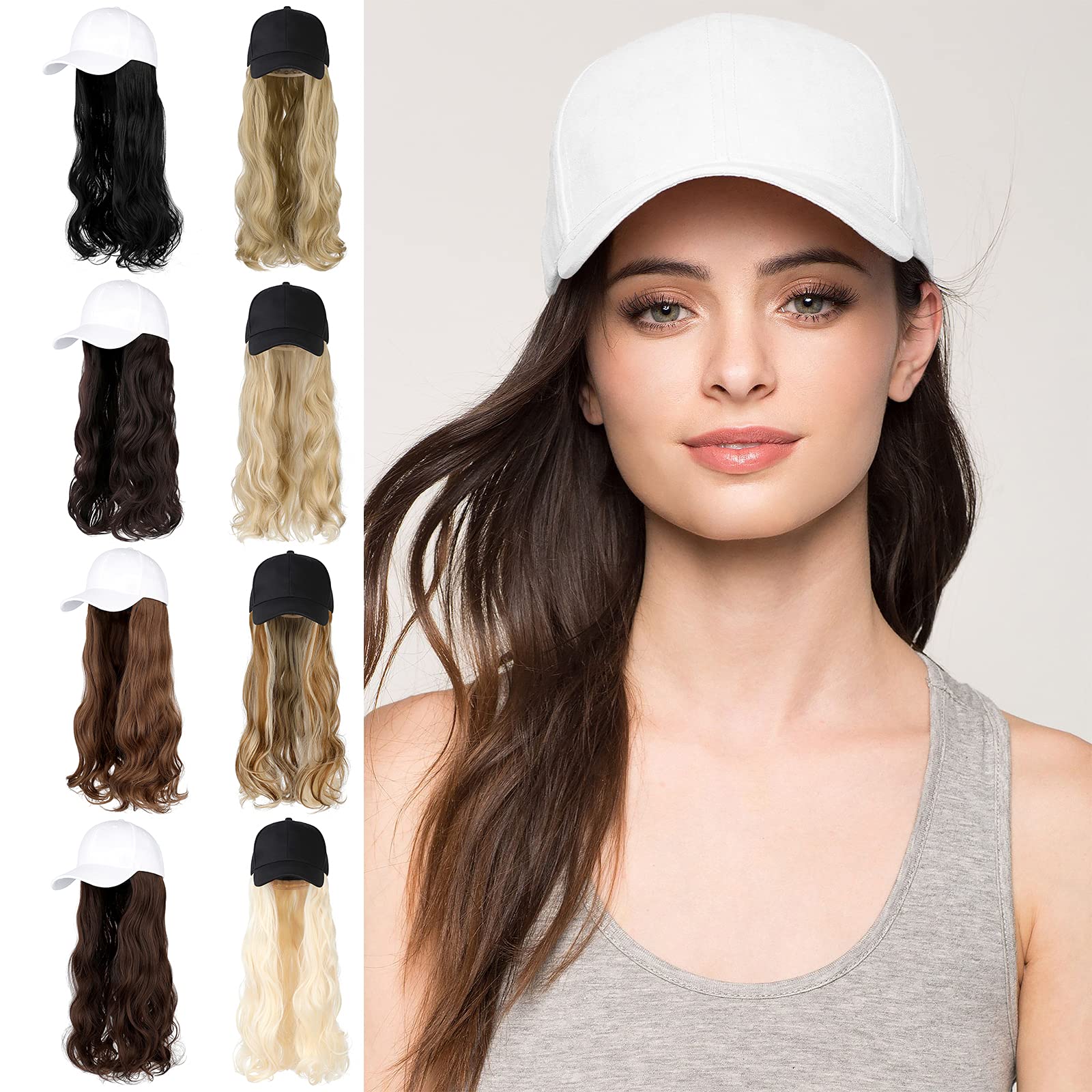 Baseball Cap with Synthetic Hair Hats 