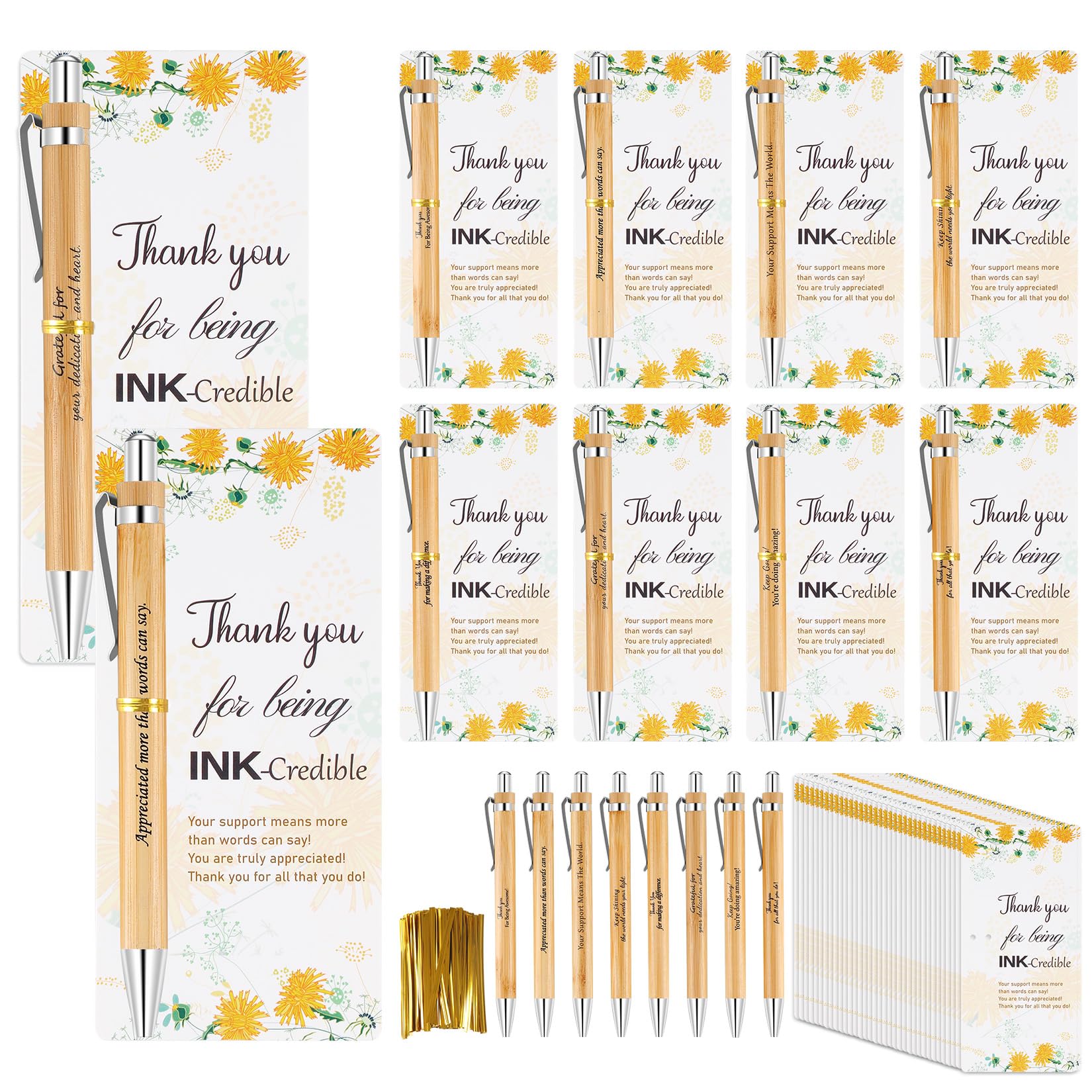 Photo 1 of 32 Pack Thank You Ballpoint Pens with Cards – Bulk Graduation Teacher Appreciation Gifts for Coworkers, Students, Nurses, and Staff, End of Year Party Favors