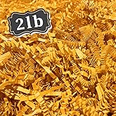2 LB Golden Yellow Crinkle Cut Paper Shred Filler Great for Gift Wrapping, Basket Filling, Birthday, Wedding, Halloween, Thanksgiving, Christmas Day, New Year Party Decorations Filling Supplies