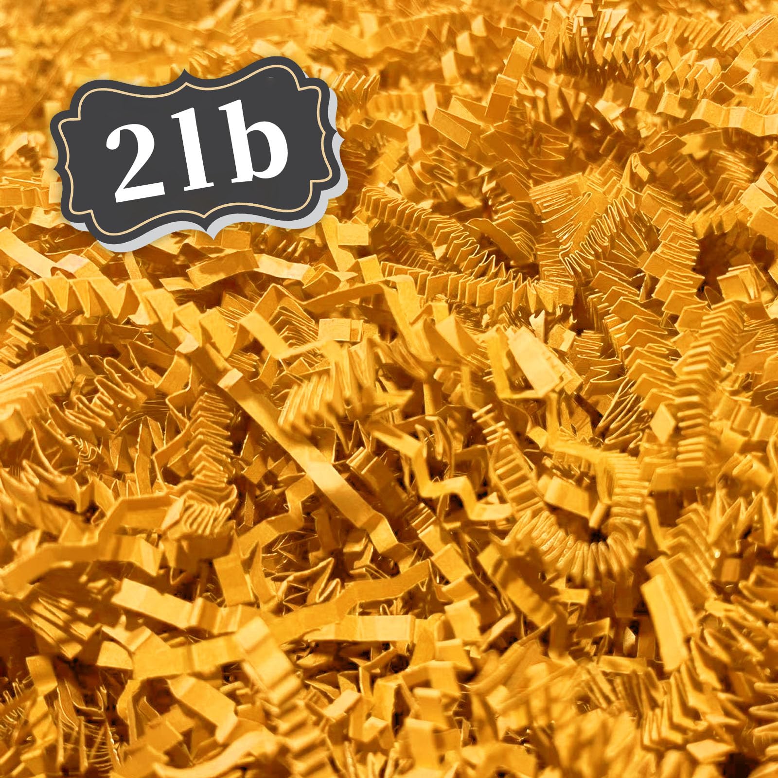 2 LB Golden Yellow Crinkle Cut Paper Shred Filler