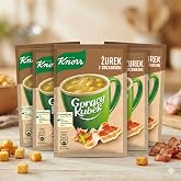 Knorr Hot Cup Zurek Instant Polish Sour Rye Soup with Croutons Goracy Kubek, 17g (Pack of 5)