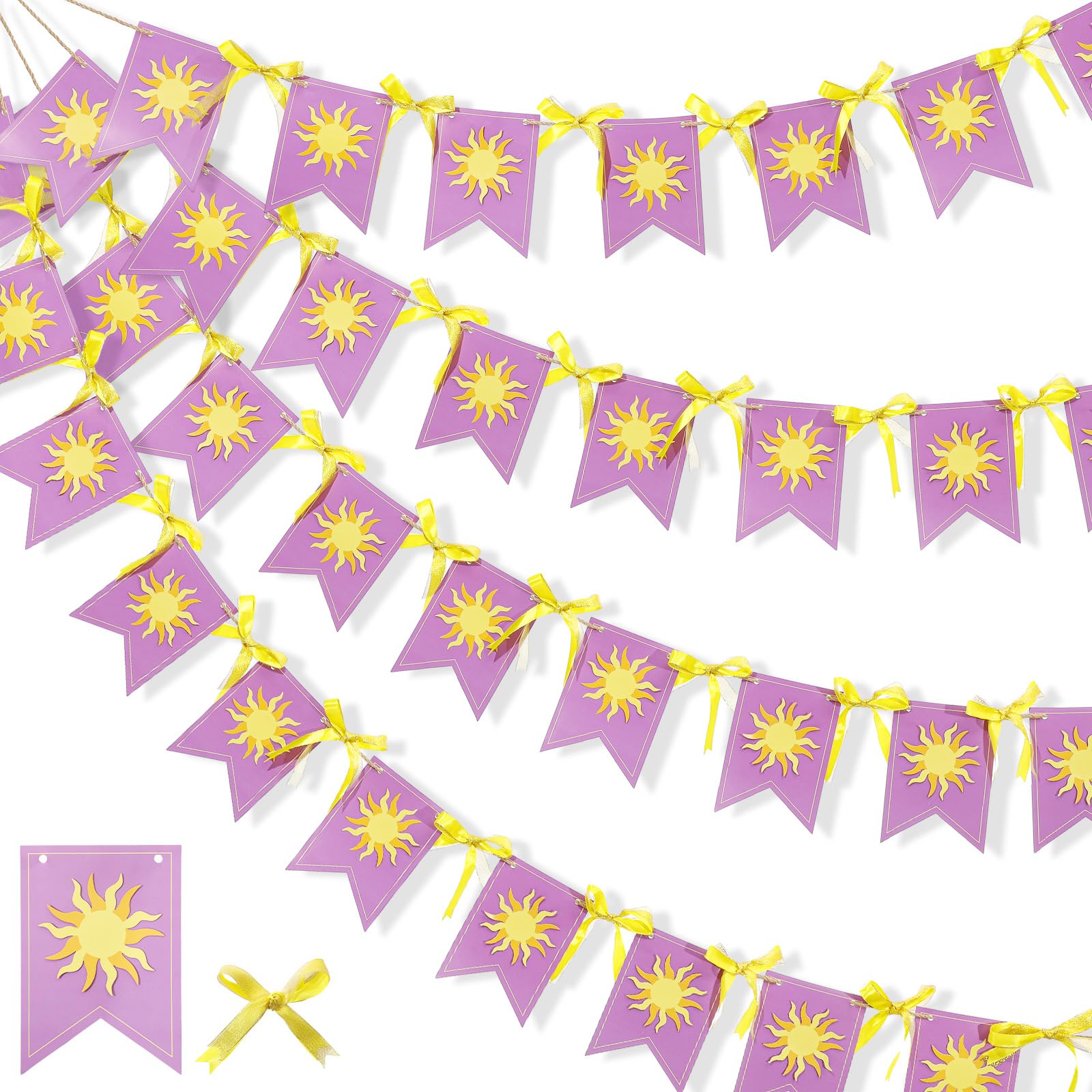 Photo 1 of TaoBary Purple Sun Flag Banner Purple Sun Hanging Bunting Banner Flag String Bunting Garland for Wedding Lavender Photo Props Birthday Party Decoration(Fishtail)