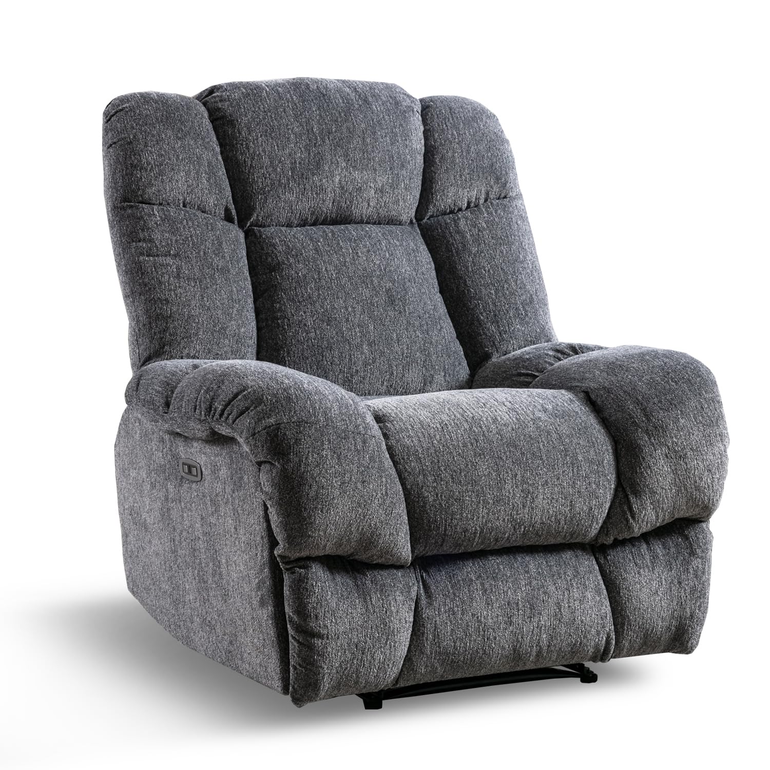 INZOY Electric Power Recliner Chair with USB Charge Port, Electric Reclining Recliner with Upholstered Seat, Overstuffed Single Sofa for Living Room Bedroom, Dark Grey