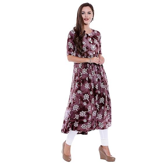 OOMPH! Womens Rayon Pleated Kurta
