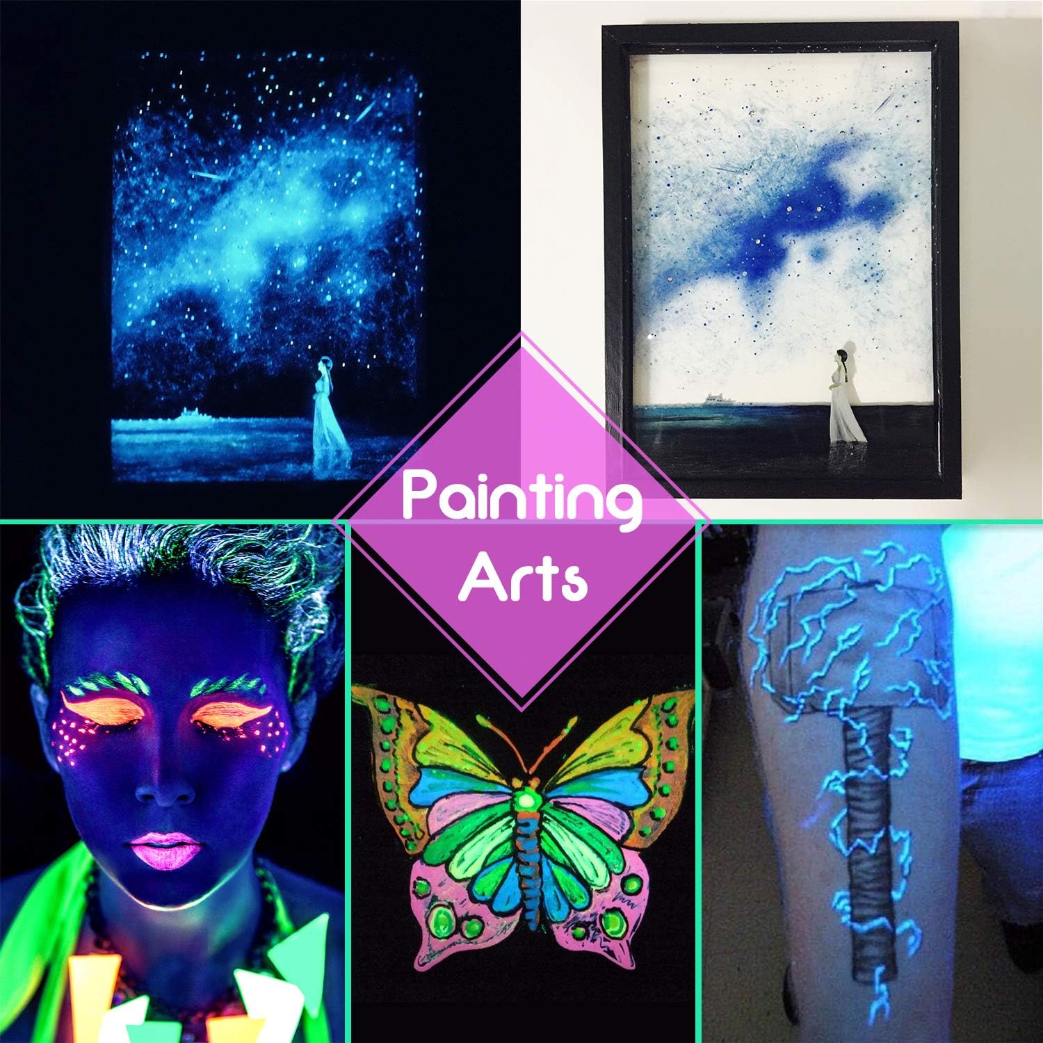 Glow in The Dark Pigment Powder, Epoxy Resin Colour Pigment Dyes for DIY Slime Colouring Kit - Image 5