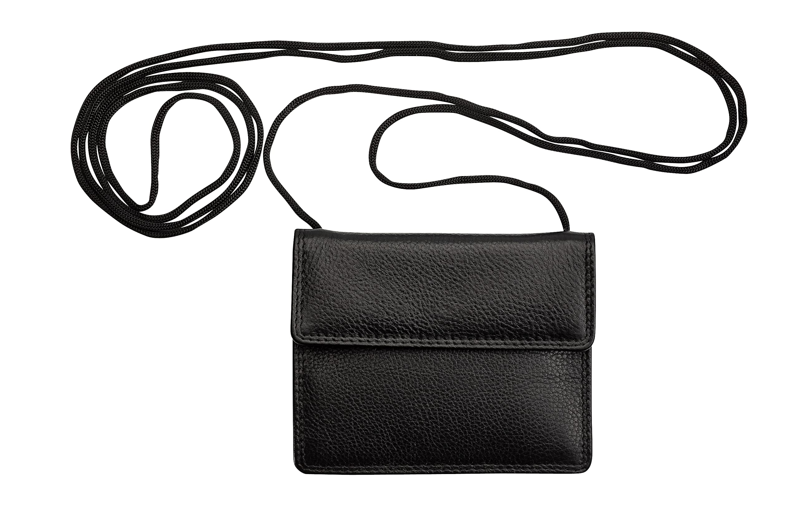 Josybag leather pouch security, black, hand-made with double-seamed ID card case, security belt pouch