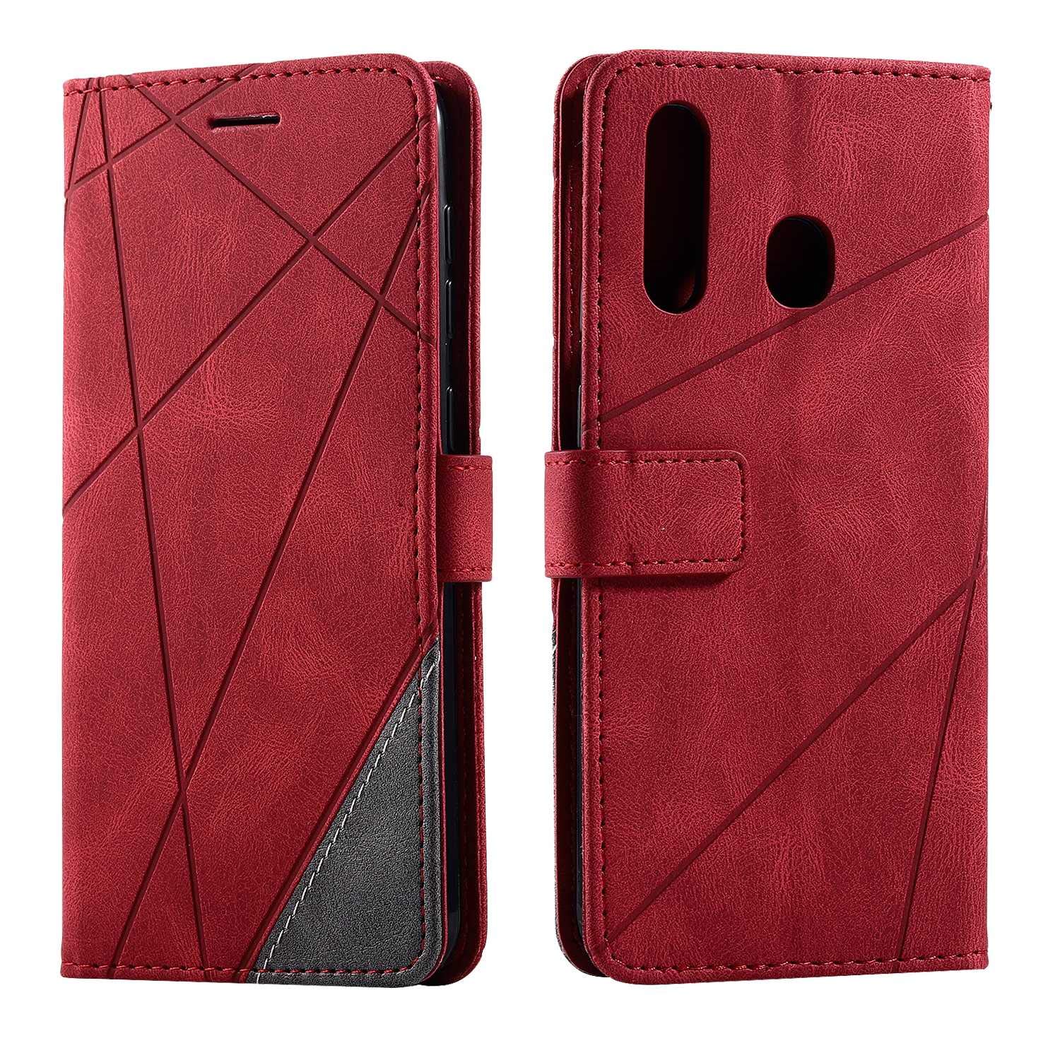 SONWO Case for Galaxy A20 / Galaxy A30 Case, Premium Leather Flip Wallet Case Magnetic Closure Card Slots Kickstand Phone Case for Samsung Galaxy A20 / Galaxy A30, Red