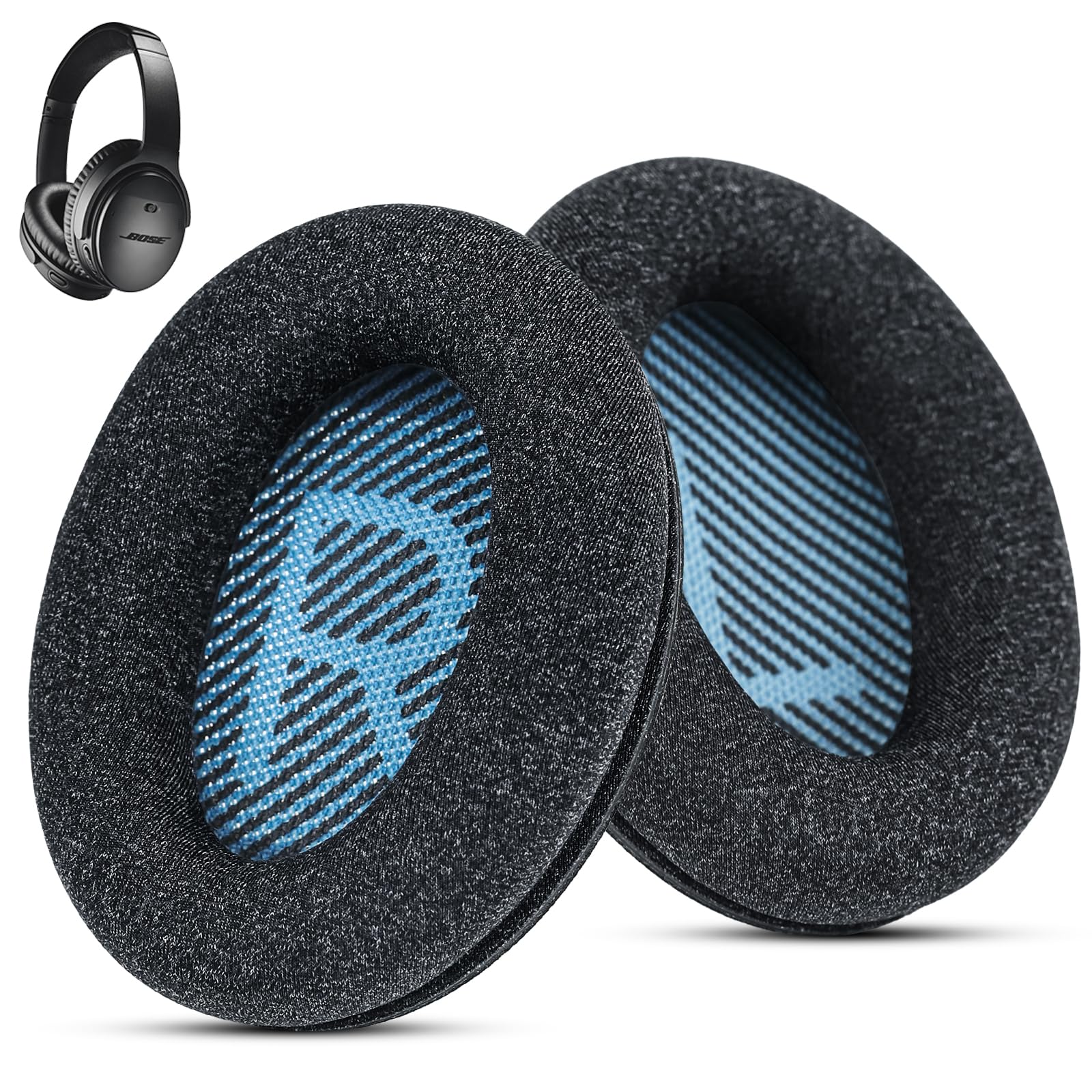 Wzsipod Fabric Comfort Replacement Ear Pads for Bose QuietComfort 25 / QC25 – Fits QC35 QC35 II QC45 QC15 QC2 AE2 AE2i AE2w SoundLink & SoundTrue (S2 Style)