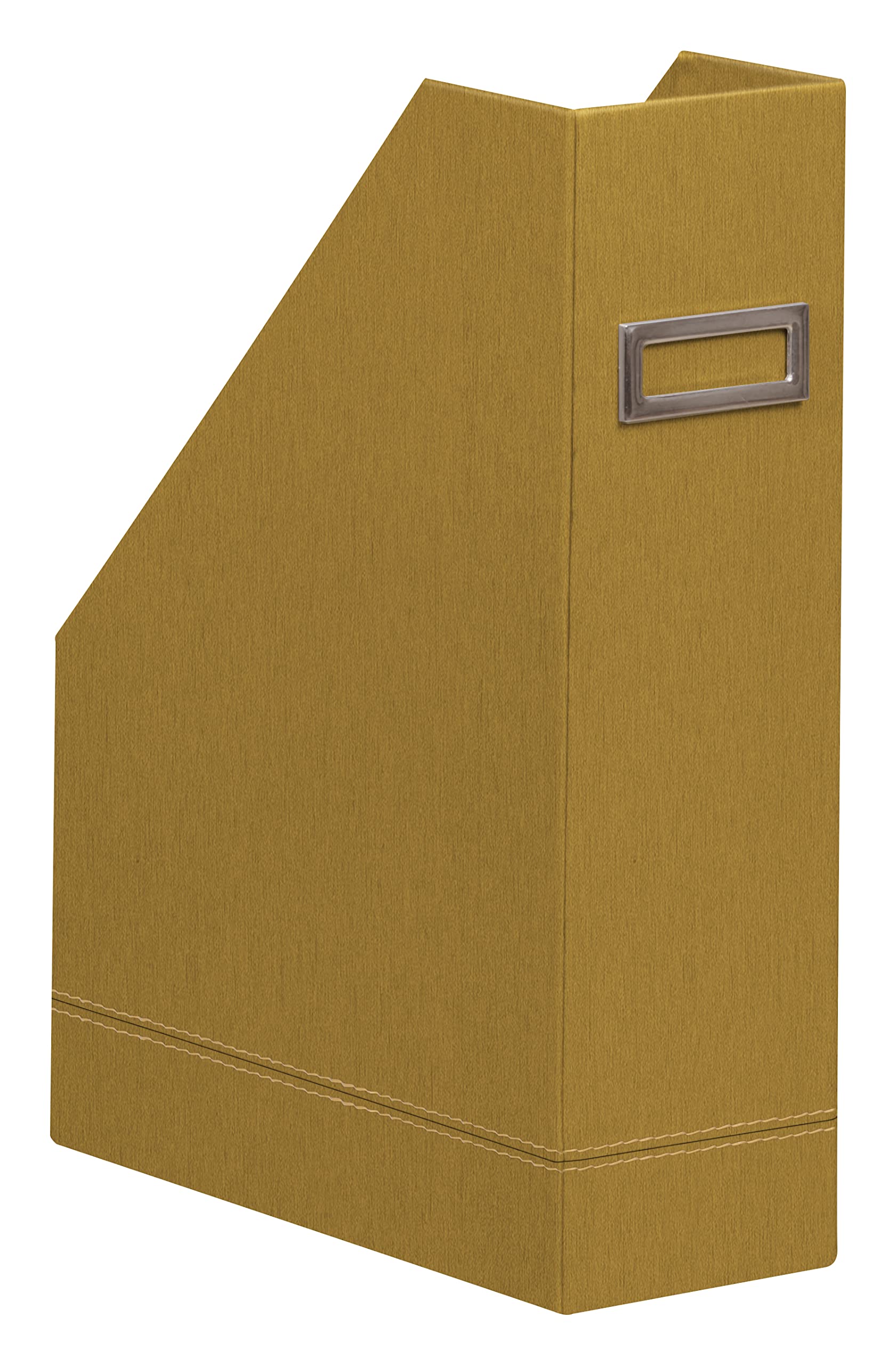 RHODIA 194538C - Gold Magazine Rack - 10x25x31 cm - Orange Saddle Stitching - Faux Leather Exterior - Home Office Collection Rhodiarama - Office Organization & Designer Storage