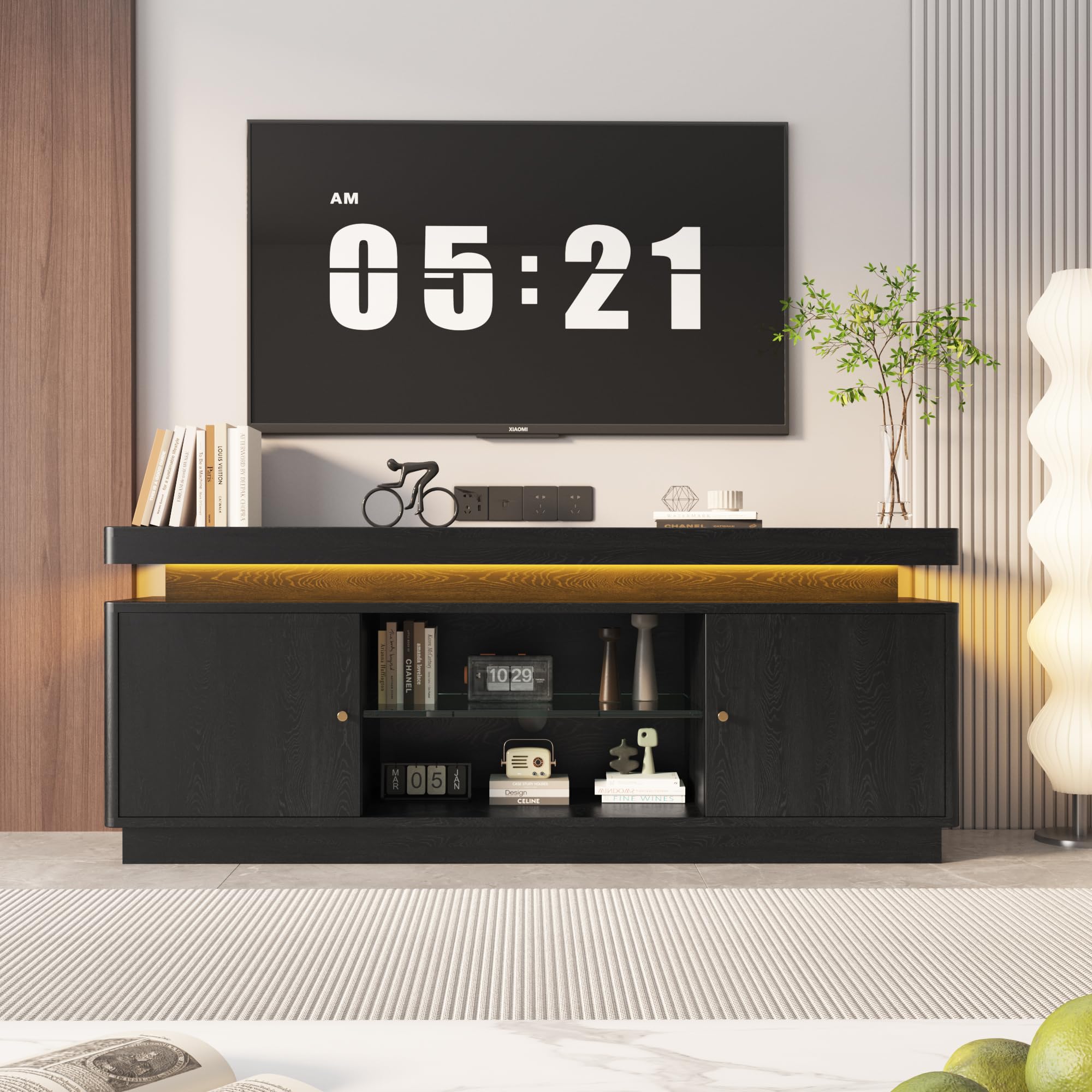 Photo 1 of *USED*
GarveeTech 63'' TV Stand, Entertainment Center with Power Outlets and Adjustable Shelf, TV Console for Living Room, Modern Media Console, Walnut