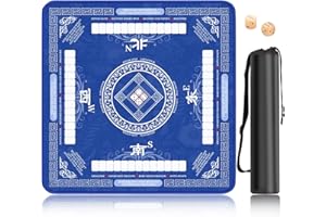 HYXFJITS Mahjong Mat for Table, Non-Slip Noise Reduction Mahjong Table Cove 32.4×32.4 Inch Portable Gaming Mat for Poker/Cards/Board Games/Tile Games, Mahjong Tablecloth with Carrying Bag (Blue)