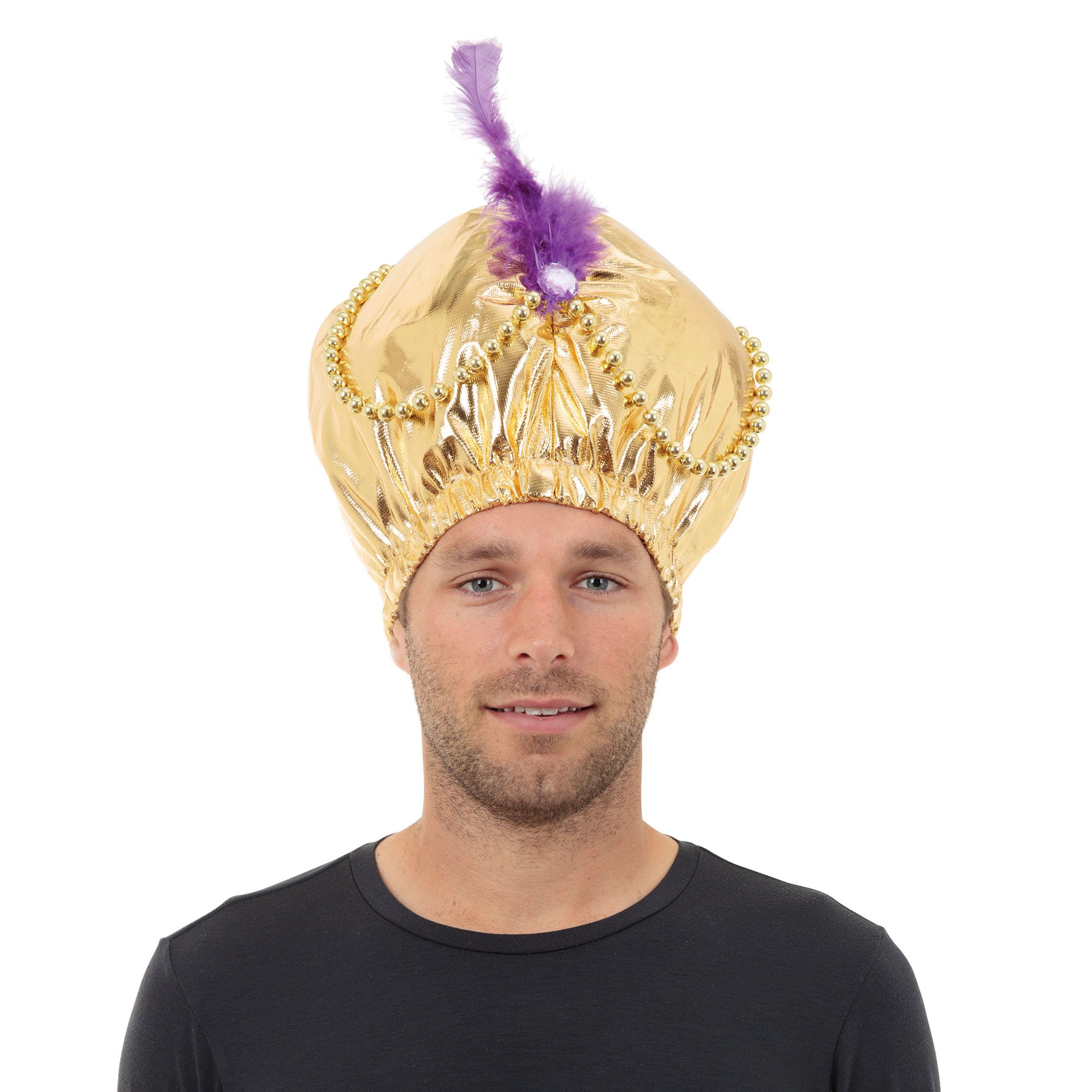 Bristol Novelty BH401 Arabian Hat with Beads and Jewels, Unisex-Adult, One Size, Gold