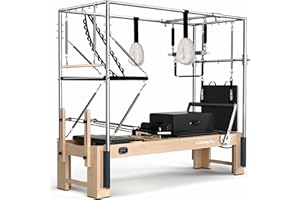 STSERT ZONE Pilates Reformer, Pilates Reformer Machine, Pilates Equipment for Home and Studio, Black Ultrafine Leather, Adjustable Resistance System