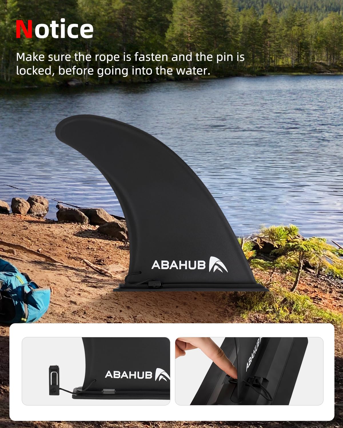 Abahub 9/10'' SUP Single Center Fin with 1 No-Tool Fin Screw, Fiberglass Reinforeced 9/10 inch SUP Replacement Fins for Surfing, Surfboard, Stand-up Paddle Board, Longboard, Black/Blue/White