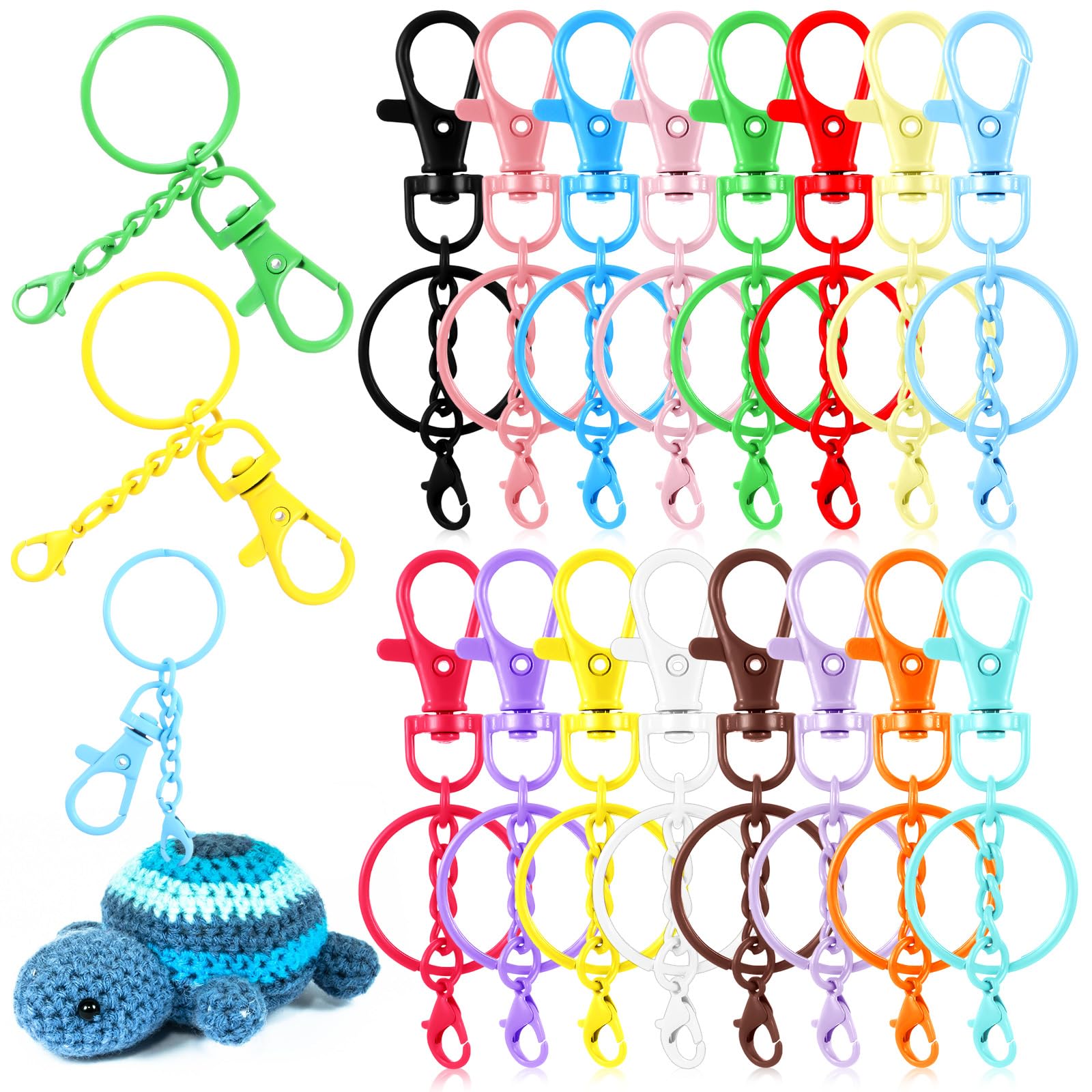 Photo 1 of Otoolling 64 Pcs Colorful Swivel Snap Hook with Key Rings Lobster Claw Clasps Keychain Making Kit Swivel Clasps Lanyard Clips Hooks for Jewelry DIY Crafts Christmas Gift (Extended Type,16 Colors)