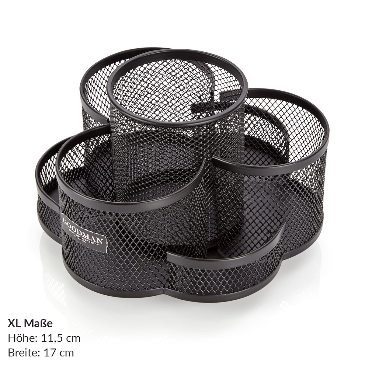 Rotating Desk Organiser in Black – High Quality and Large Round Metal Elegant Desk Organizer Pen Holder with Pen Holder, Office Organiser in Modern Design