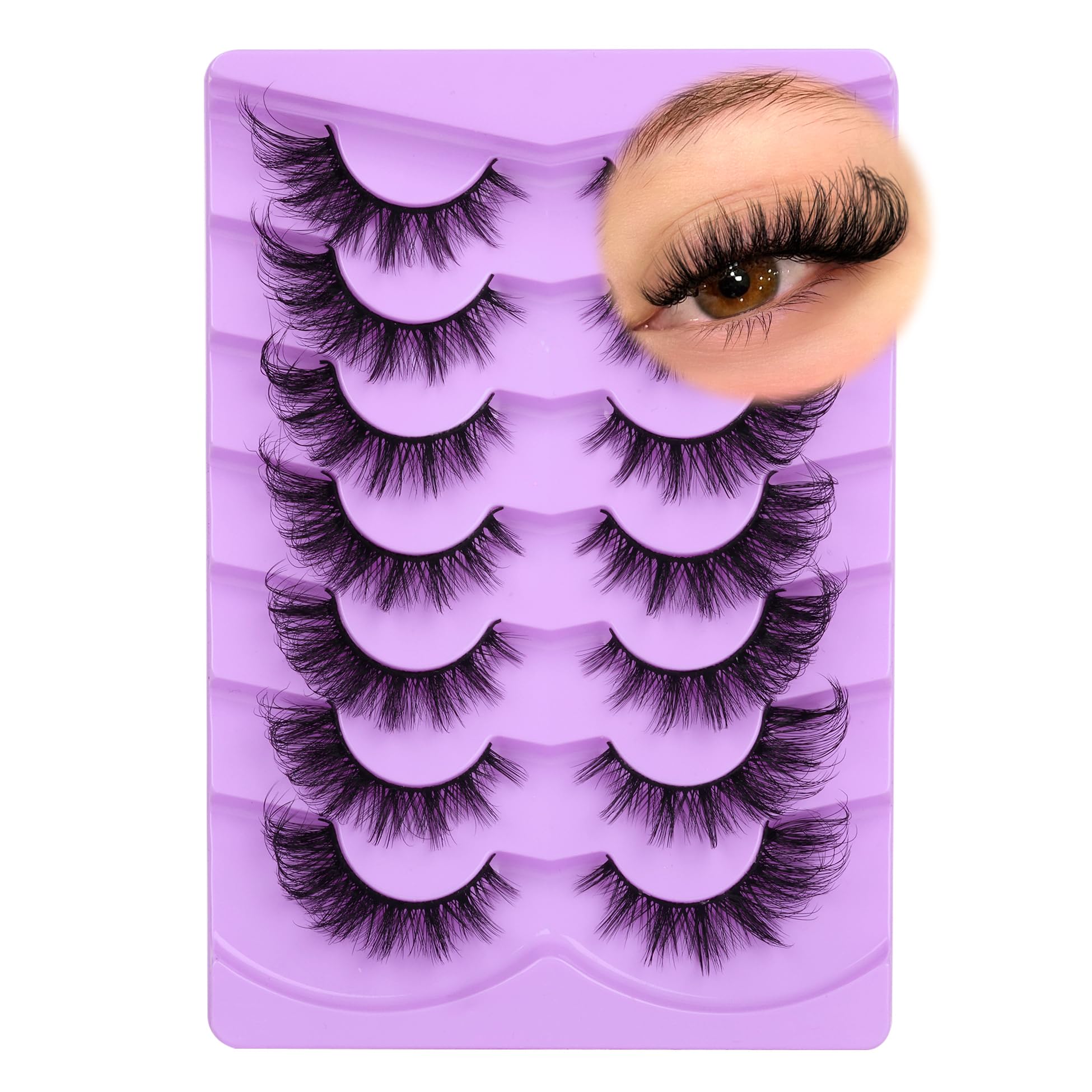 ALICE Fluffy Manga False Eyelashes 3D Wispy Cat Eye Lashes Pack 7 Pairs — image 1