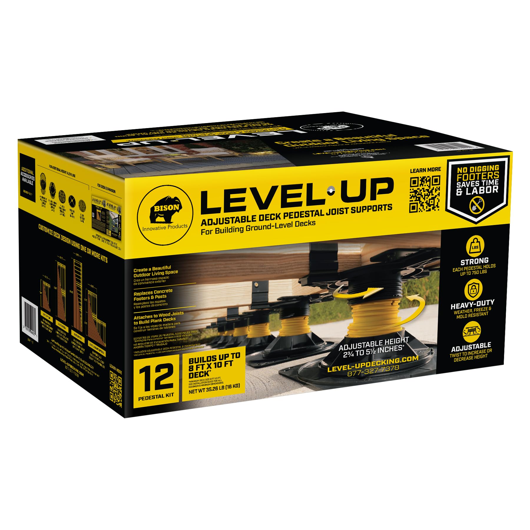 Photo 1 of Bison Level.Up System Adjustable Deck Pedestal Joist Support Kit, 12-Pedestal Kit (7079806002)