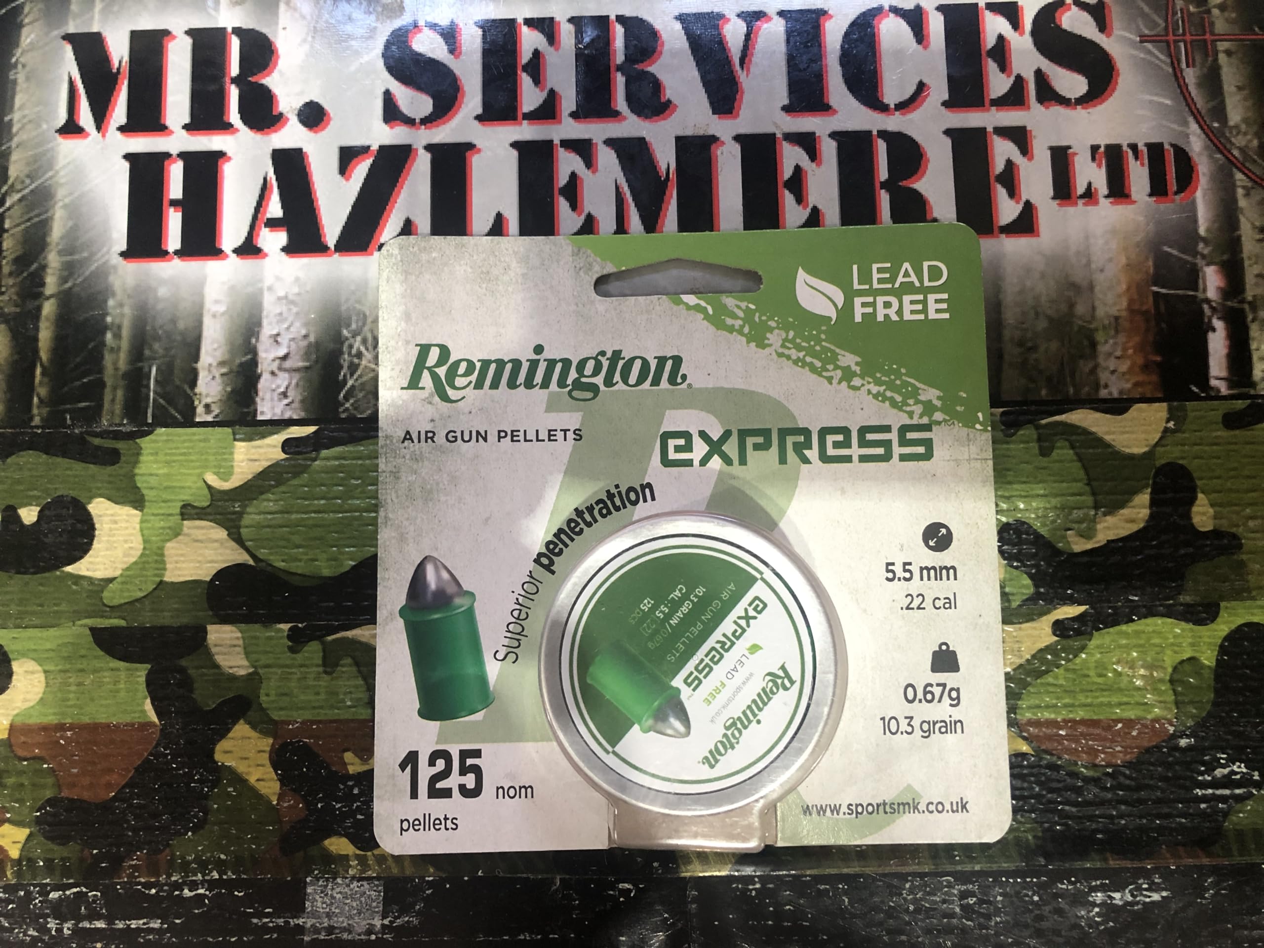 MR SERVICES HAZLEMERE LTD - REMINGTON EXPRESS LEAD FREE 22-5.5mm ZINC Air Rifle Pellets Tin of 125.