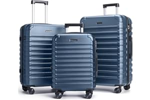 LIGHT FLIGHT Luggage Sets, 3 Piece Durable Suitcase Set with Spinner Wheels, 3 Pcs Hard Shell Lightweight Luggage with TSA Lock, Large Checked Travel Suitcases, 20/24/28 Inch, Royal Blue