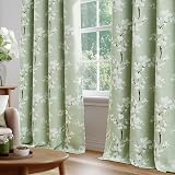Fmfunctex Green Floral Blackout Curtains 2 Panels 54 Drop Eyelet 50W view 7