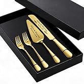 Personalized Wedding Cake Knife and Server Set, Custom Cake Cutting Set for Wedding, Gold Cake Knife Set Stainless Steel, Customized Gifts for Weddings, Engagements, Anniversaries, Birthday(Gold)