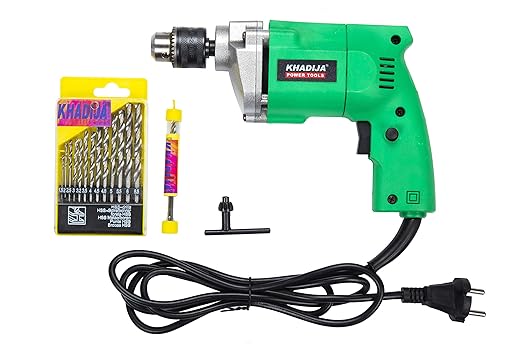 KHADIJA Powerful Simple Electric Drill Machine 10mm With Free 13Pcs HSS Drill Bits & 1Pc