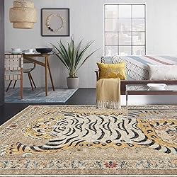 Pphcpx Tibetan Tiger Rug for Living Room 5x8 ft