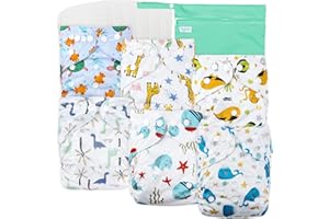 Leekalos Cloth Diapers Reusable for Boys and Girls, Baby Diaper Cloth with Inserts & Wet Bag One Size (Undersea)