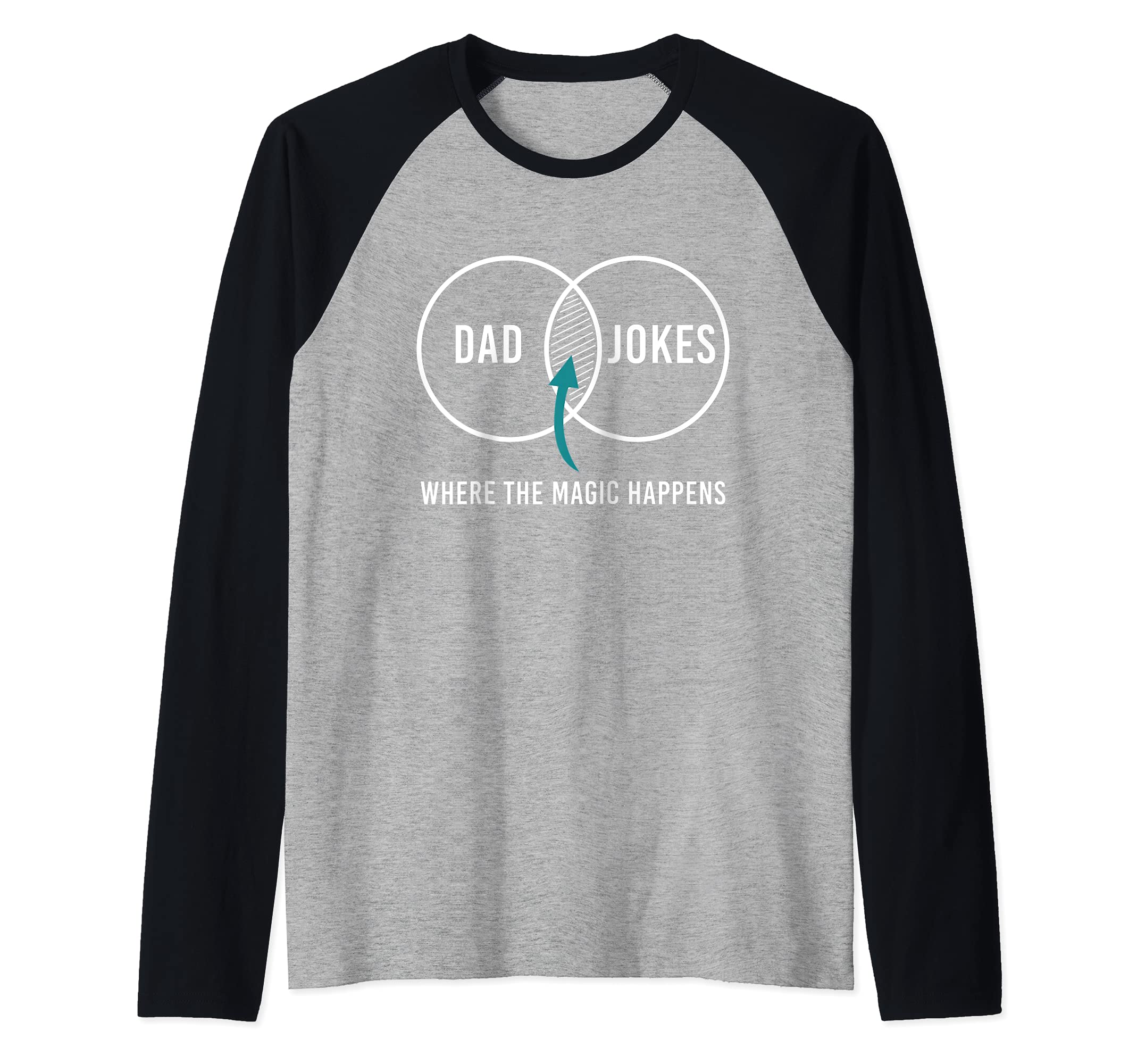 Dad Jokes Bad Dad Jokes Puns Magic Happens Funny Fathers Day Raglan Baseball Tee