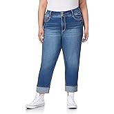 WallFlower Luscious Curvy 23.5” Mid-Rise Cropped Jeans for Women, Insta Stretch Denim Juniors Jeans