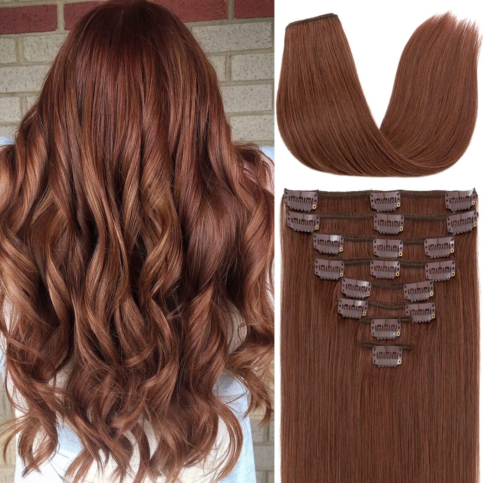 SEGO 8-Piece Clip-In Hair Extensions – 100% Real Natural Look, Full Head, Long Synthetic Hair, 18 Clips, 140g Net