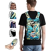 Kixhusa Pocket-Sized Hiking Daypack, Fashion patterns Lightweight 2.8oz, Water resistant Backpack for Women Men Camping (Blue&Green swirl)