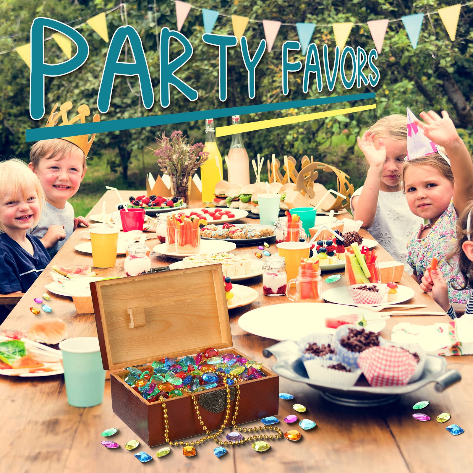 100 Pcs Toy Gems Pirate Treasure Jewels Bling Diamonds Jumbo Acrylic Large Fake Gems Vase Filler Multicolor Plastic Gemstones for Party Table Scatters Decorations Xmas Gift Filling Favors, 6 Styles