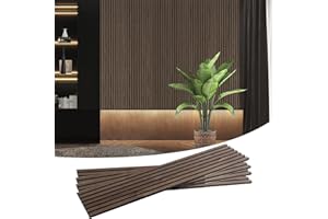 JINDOLI 4 Pack Wood Wall Panels, MDF Soundproof 3D Wall Paneling for Interior Wall Decor, Wood Textured Acoustic Fluted Accent Wall Panel,Sound Absorbing,Walnut, 94 Inch