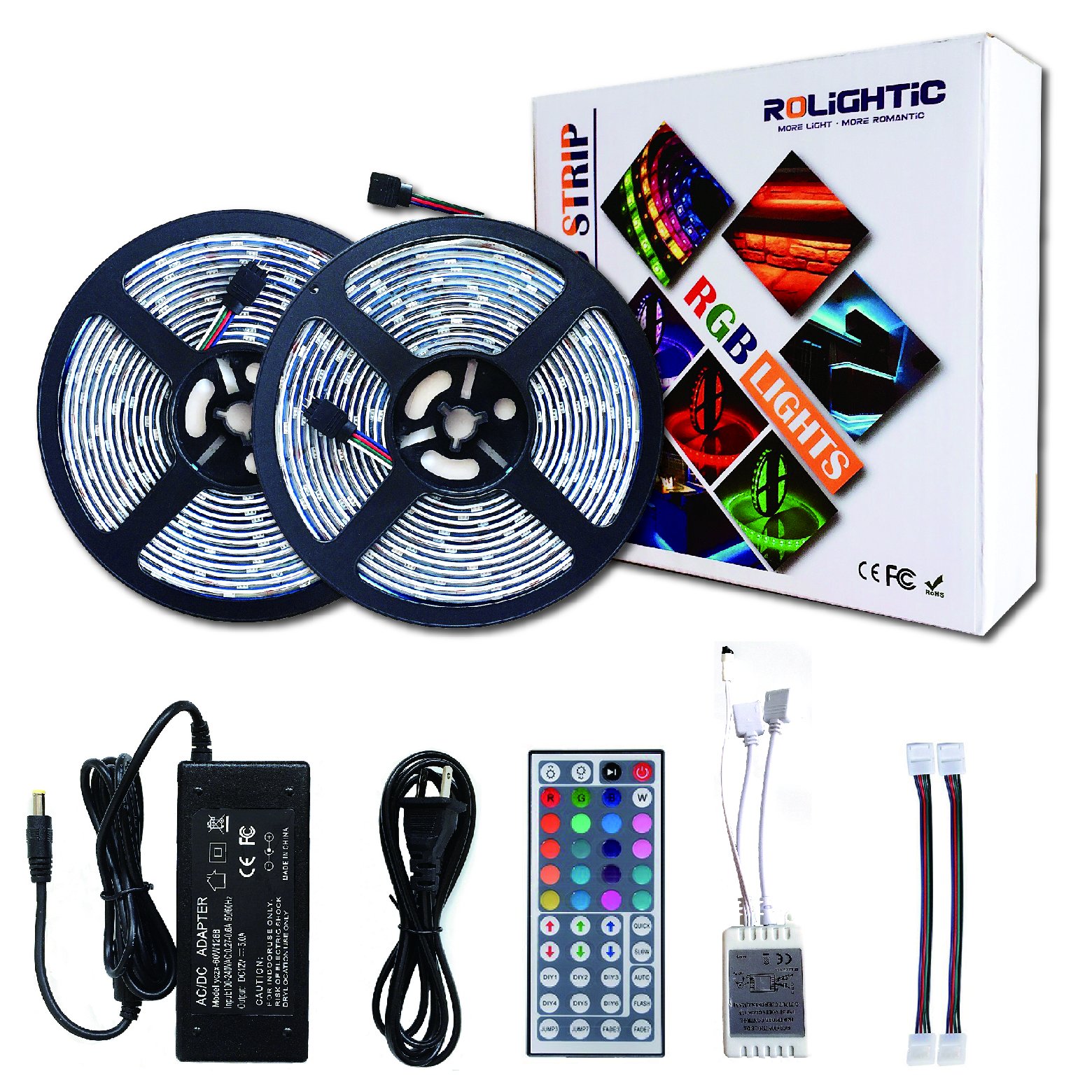 RoLightic RGB Led Light Strip Kit,32.8ft (10M) 5050 300LEDs,DC 12V Waterproof 758182239687 eBay