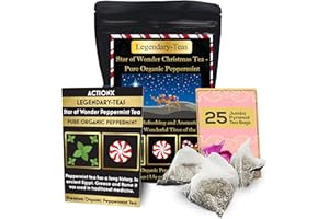 ACTIONX Legendary-Teas Star of Wonder Peppermint Tea - 25 Pack - Pyramid Tea Bags Sealed in Foil Pouches (Pure Peppermint Tea, 25 Pack Pouch)
