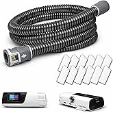 ZURNMED&reg; CPAP Hose, Airsense 11 Tubing &amp; AirCurve 11 (6.5 ft / 2 m) &ndash; 12 Replacement Filters &ndash; Flexible, Leak-Free CPAP Tubing Replacement Hoses for Restful Sleep (S11 Models Only)