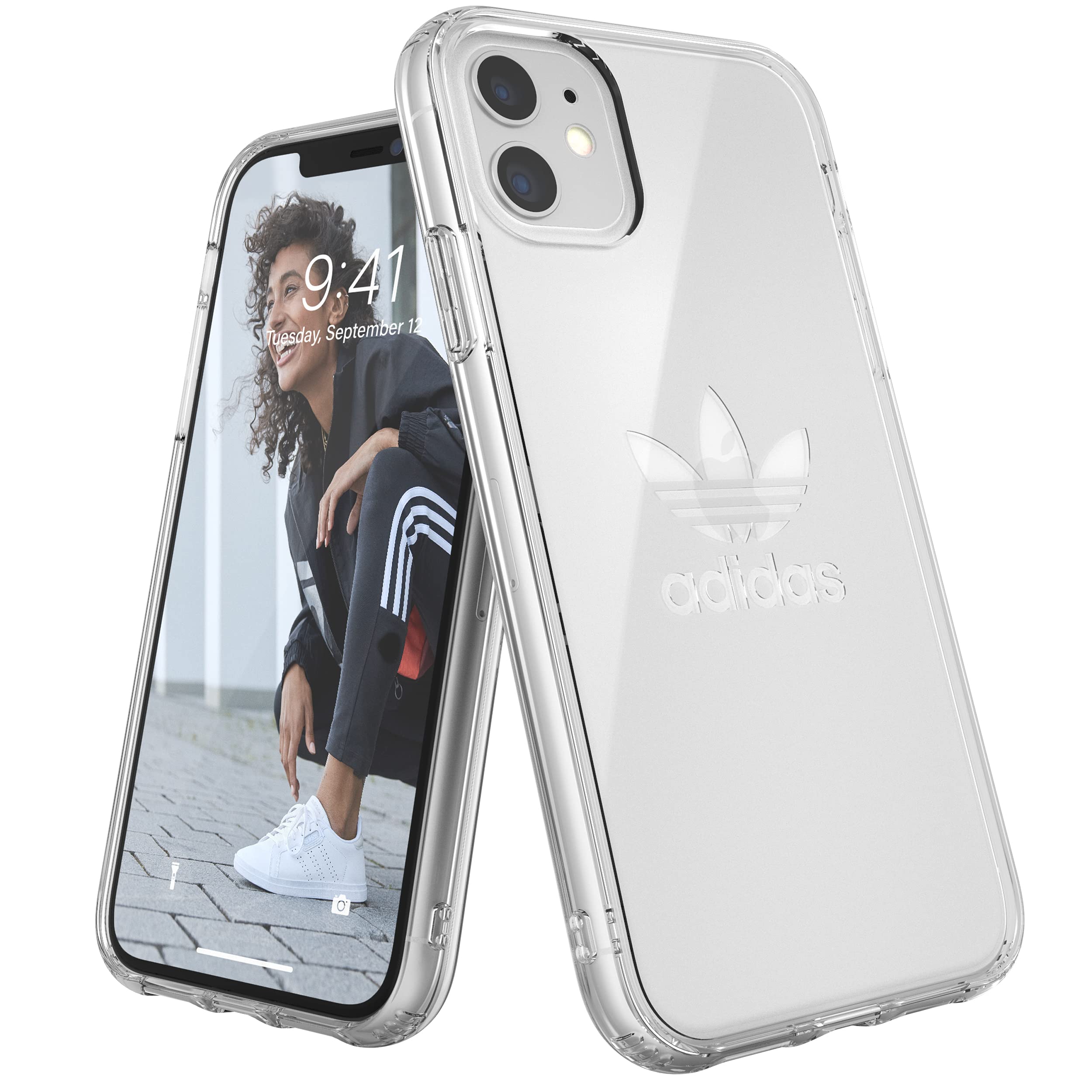 adidas Originals Compatible with iPhone 11 Case, Large Logo Print, Transparent Protective Mobile Phone Case – Transparent