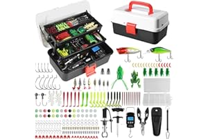 PVNOOCY ﻿3 Layers Fishing Tackle Box, 213Pcs Fishing Lures Kit with Small Fishing Tool Kit Containing Weights Scale, Lip Clip, Hook Remover, Fishing Accessories, Fishing Gear for Beginners Kids, Men, Adults
