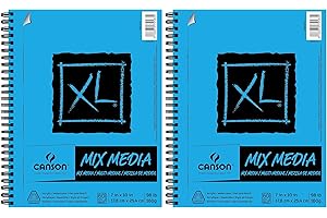 Canson XL Series Mix Media Paper Pad, Heavyweight, Fine Texture, Heavy Sizing for Wet and Dry Media, Side Wire Bound, 98 Pound, 7 x 10 Inch, 60 Sheets - 100510926 (7" x 10" 2 Pack)