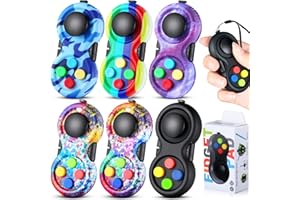 Skylety 6 Pieces Cam Fidget Pad Controller Relieve Anxiety Handheld Mini Game Remote Controller Fidget Pad Stress Reducer for