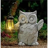 Solar Garden Statue Owl Figurine,Outdoor Garden Decor with Solar LED Lights for Patio,Balcony,Yard, Lawn-Unique Holiday Gifts for Women, Mom