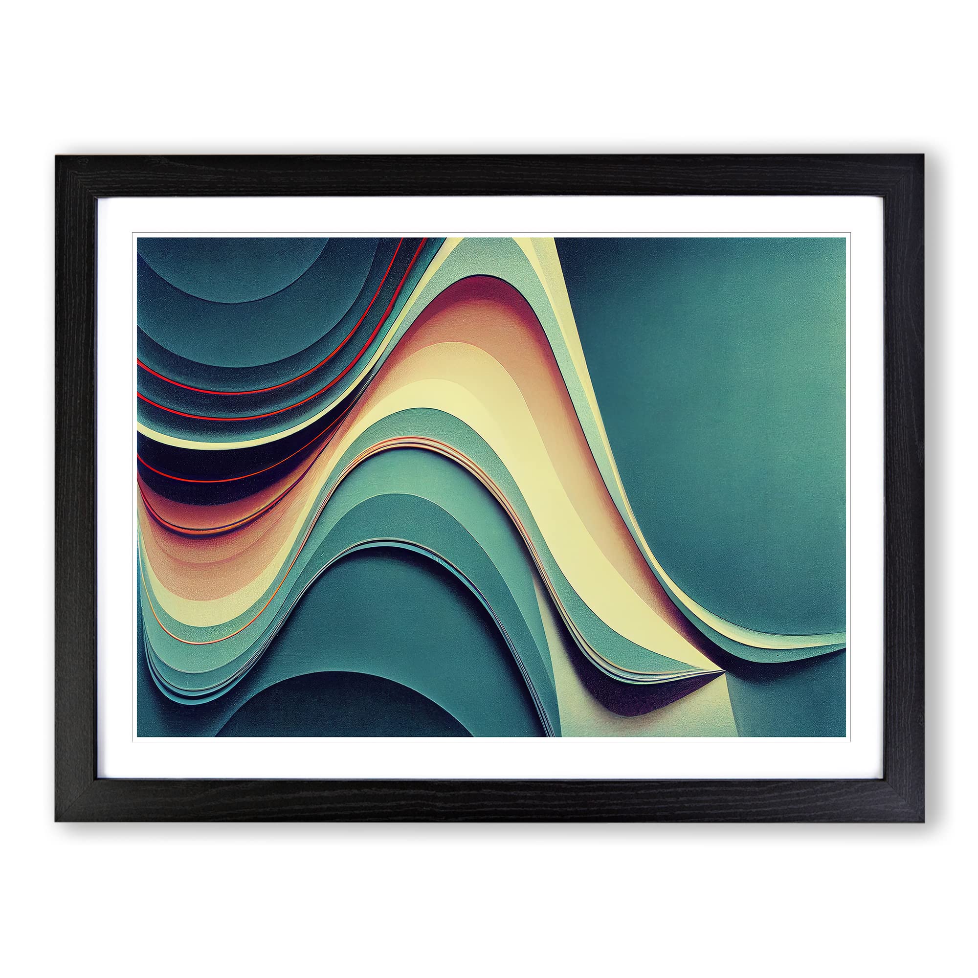 Modern Audio Soundwave Art Vol.3 Abstract Framed Print | A4 Black Framed Wall Art | Ready to Hang | Abstract Fantasy Picture | Living Room Bedroom Lounge Office