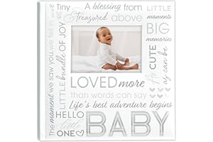 Malden International Designs 4x6 Horizontal 2 Up Baby Photo Album White Book Bound Memo Writing Areas Hard Cover 3.5 x 5 Front Cover Photo Pocket