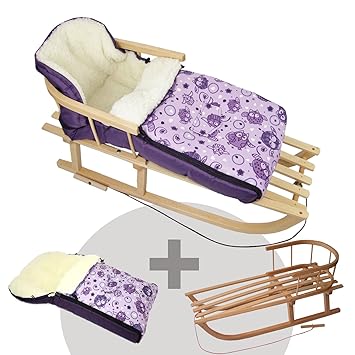 Bambini Mundo nevera Oferta de madera trineo con respaldo y cuerda ...